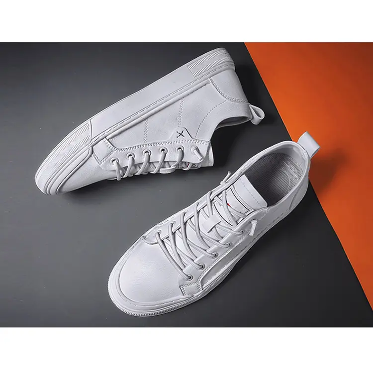 Wholesale Quality Custom Logo Cheap Women Men Zapatos Leather White Flat Casual Shoes Unisex